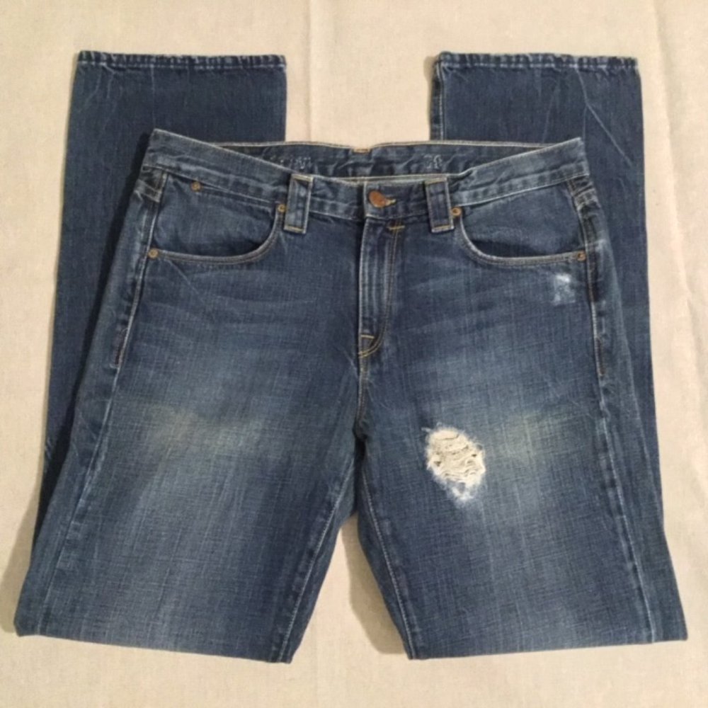 J Crew Women's Vintage Slim Jeans, Distressed, Worn Indigo, Sz 30